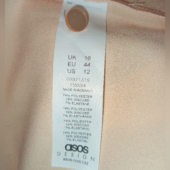 NWT Asos Peach Belted Long Maxi Retro 40s Style Yoke Waist Dress Size 12 Tall - Picture 14 of 14